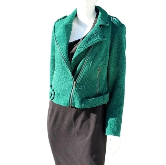 Torrid Textured Knit Moto Jacket Green Size 0 - Picture 5 of 13